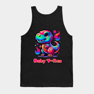 Baby T-Rex Cute Neon Dinosaur Kawaii Chibi Tank Top